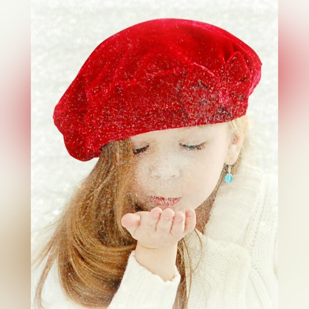 Girls Red Velvet Beret
